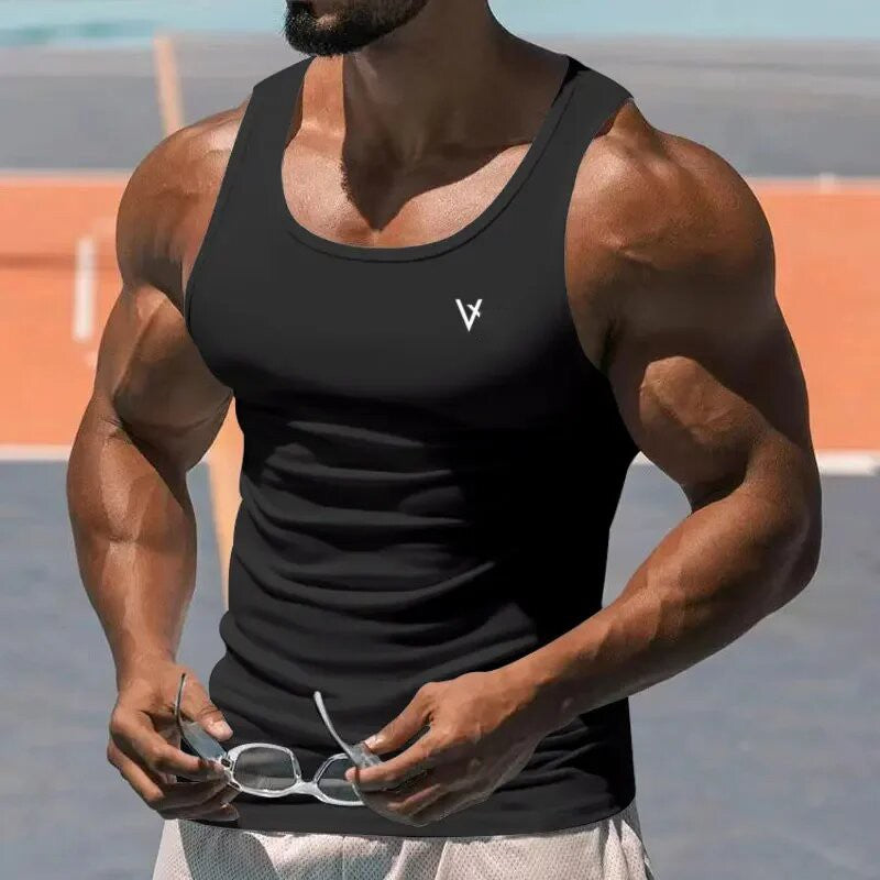 Men's Summer Tank Top 2025 Sleeveless Square Collar Gym Exercise T-Shirt Breathable Comfortable Casual Sports Vest for Men