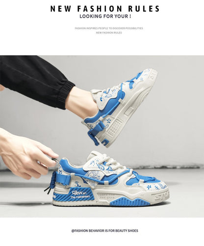 Men's thick soled casual shoes four season soft soled outdoor walking shoes student flat shoes youth fashion sports board shoes