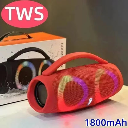 Caixa de Som Portátil Impermeável 100W de Alta Potência Bluetooth Luz RGB Colorida Subwoofer Sem Fio 360 Estéreo Surround TWS FM