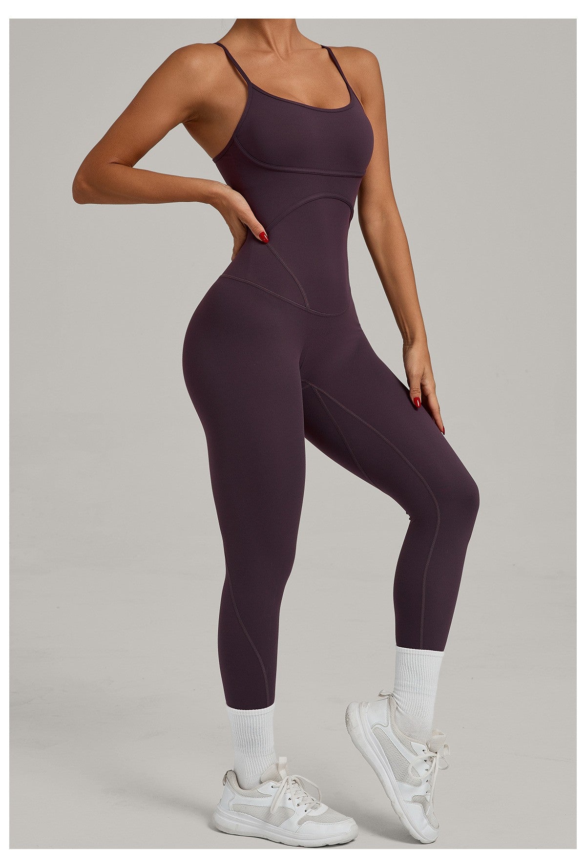 JUREN Fitness Jumpsuit Women Tracksuit Sports Playsuit Running One Piece Yoga Suit Scrunch Backless Set Rompers Gym Clothes