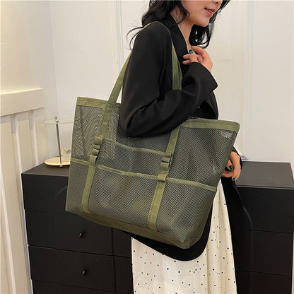 Multipocket Summer Large Beach Bag For Towels Mesh Durable Beach Bag For Toys Waterproof Underwear Pocket Beach Tote Bag