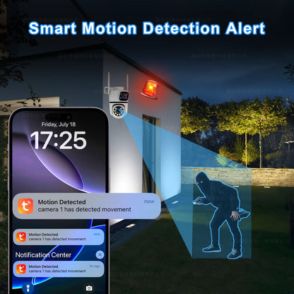Câmera IP WIFI Tuya 5K 10MP Externa 5G Wifi Câmera PTZ de Lente Dupla Onvif Vigilância CCTV Rastreamento AI Alexa/Câmera de Segurança Goggle