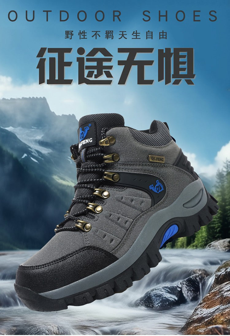 Botas Masculinas Clássicas Modernas para Tornozelo Botas de Caminhada Resistentes ao Desgaste em Camurça de Vaca Tênis de Caminhada Confortáveis Masculinos Sapatos Táticos