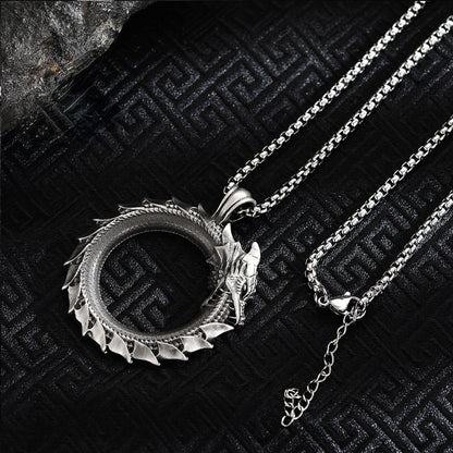 Colar com Pingente de Dragão Redondo Retrô Simples Festa de Moto Punk Cobra Articulada Colar de Cobra Festa Joia de Presente para Homens e Mulheres