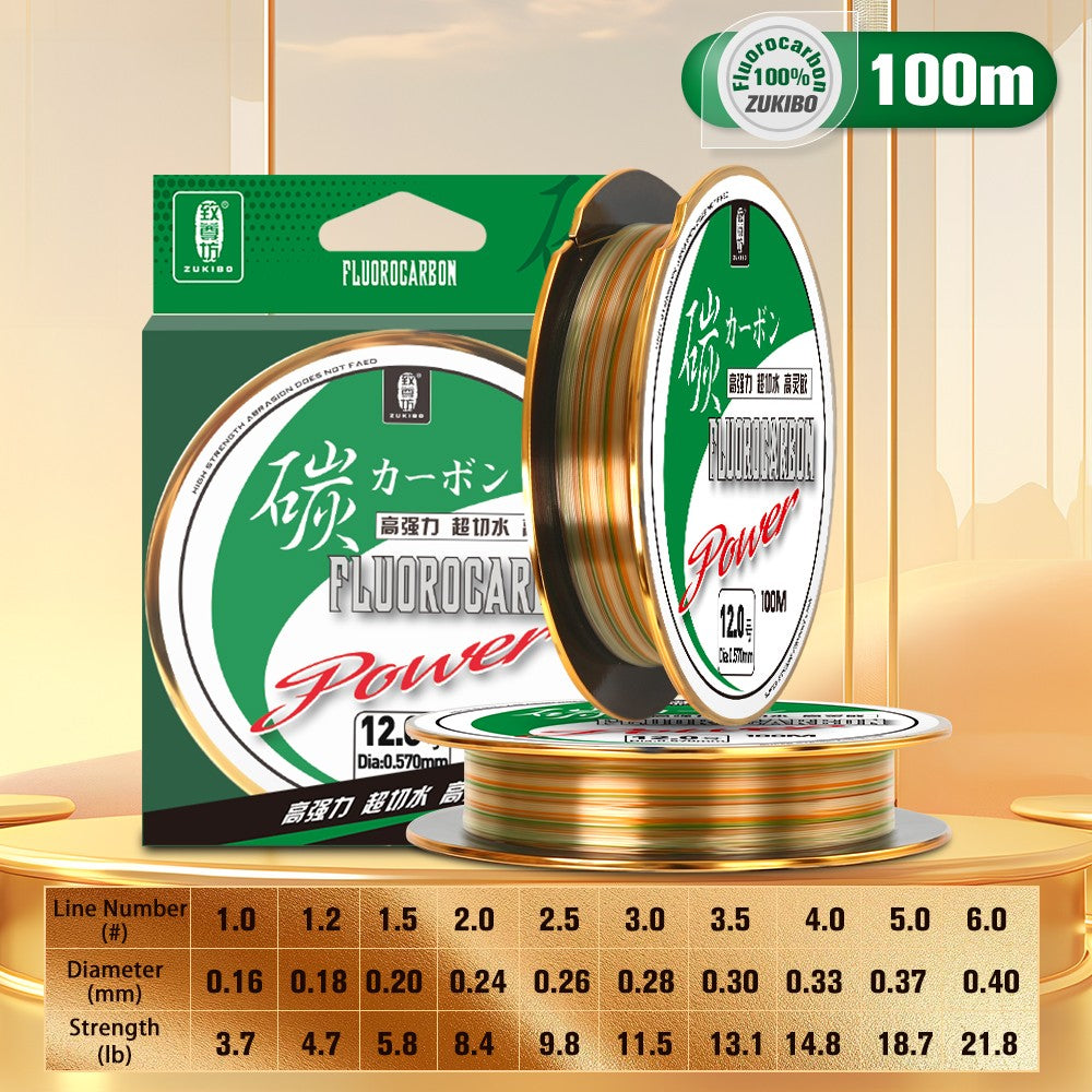 ZUKIBO 50M100M Linha de Pesca 100% Fluorocarbono Fibra de Carbono Japonesa Importada 1-25kg Monofilamento Sinking Line Pesca Marítima