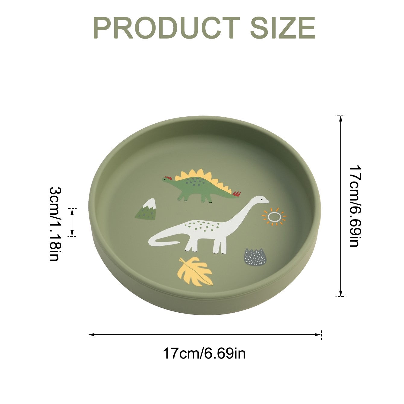 1PCS Dinosaur Silicone Baby Plate BPA Free Cartoon Food Tray For Toddlers Self Feeding Training 6M+ Easy Clean Tableware