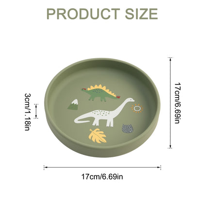 1PCS Dinosaur Silicone Baby Plate BPA Free Cartoon Food Tray For Toddlers Self Feeding Training 6M+ Easy Clean Tableware