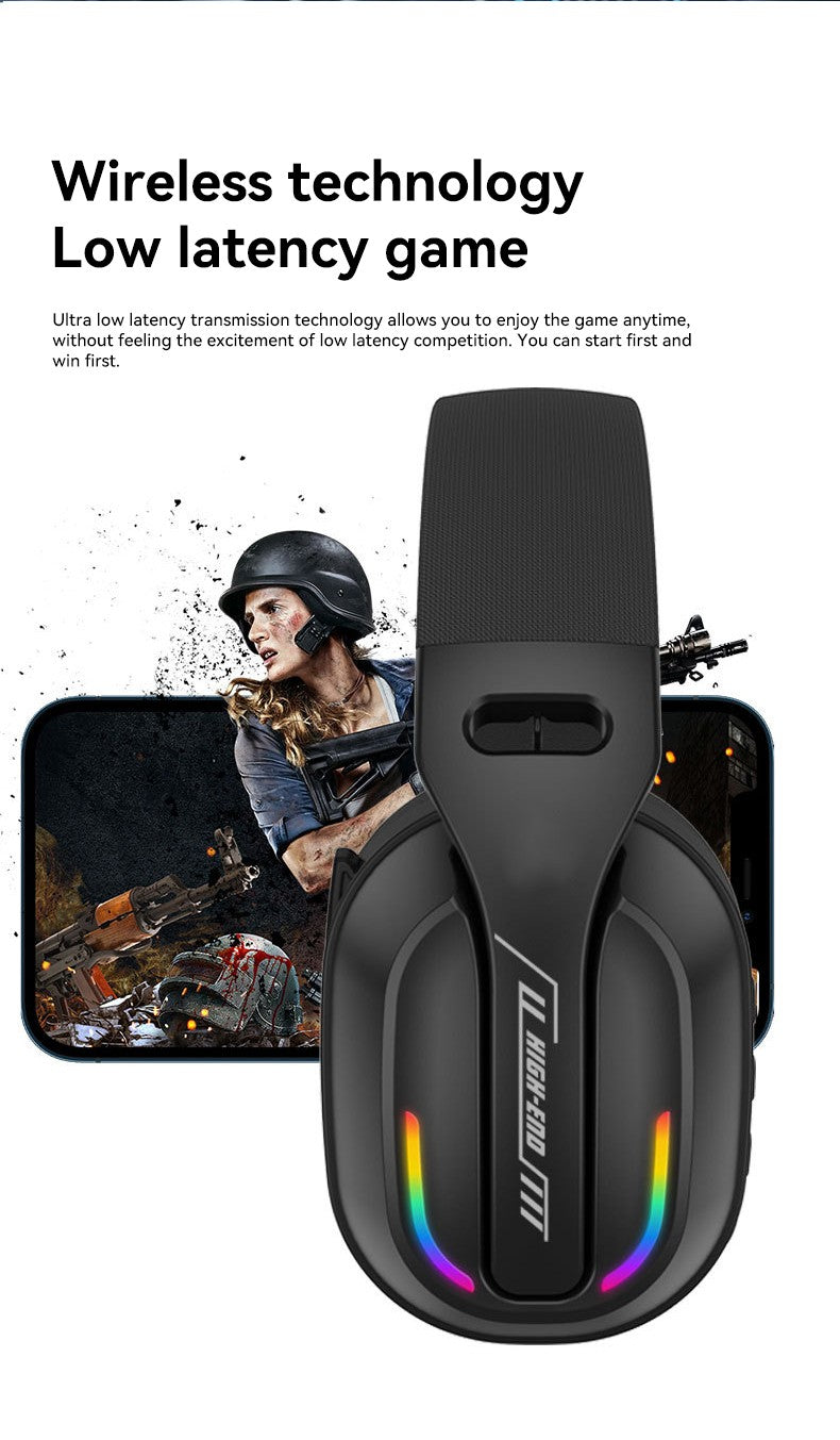 Fone de Ouvido Headset B500 Over Ear Bluetooth 5.4 Sem Fio Estéreo para Jogos Microfone Embutido Luz RGB Baixa Latência Para PC