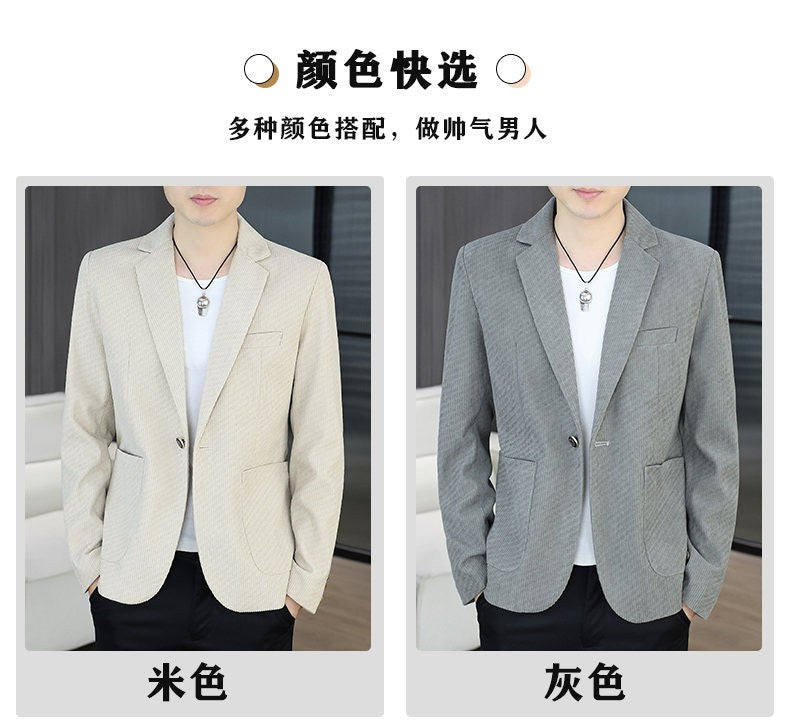Blazer's New Men's Fashion Outdoor Travel Camping Youth Wedding Hosting Campus Slimming Casual Solid Color Korean Version Blazer