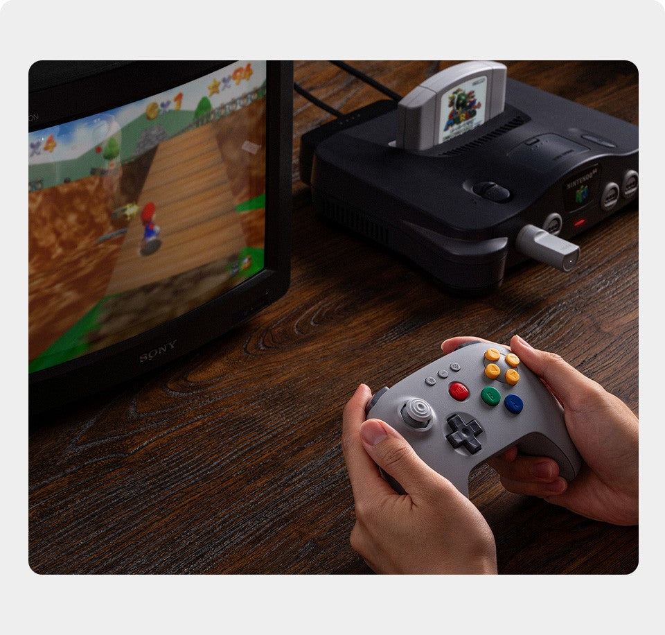 8BitDo 64 2.4G Wireless Controller for Original N64 / Analogue 3D / Windows PC, Retro Gamepad Low Latency (Grey)