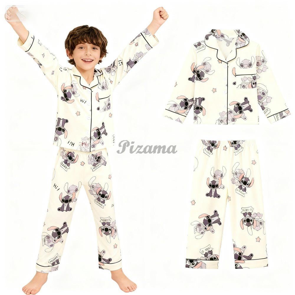 Children's Full Sleeve Button Down 2piece Kuromi Girls Pajamas Sets Boys Cinnamorolls Pyjamas Suits Kids Loungewear Homewear