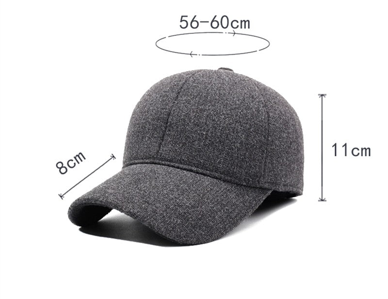 NORTHWOOD Solid Cotton Winter Baseball Cap For Men Warm Windproof Trucker Caps Ear Flap Snapback Outdoor Dad Hats Bones