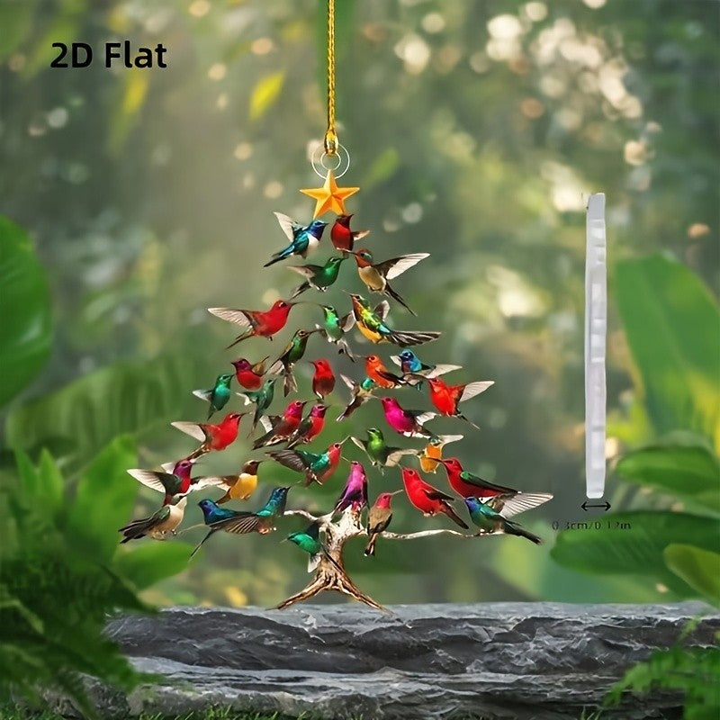 3pcs Hummingbird Christmas Tree Ornament Creative Hummingbird Hanging Tree Ornaments for Indoor/Outdoor Christmas Festival Decor