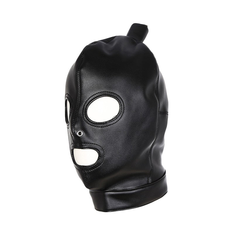 Unisex Latex Hood Mask Sexy Men Women PU Leather Masks Cosplay Flirting Tail Chest Strap Headwear Cosplay Sexy Accessory