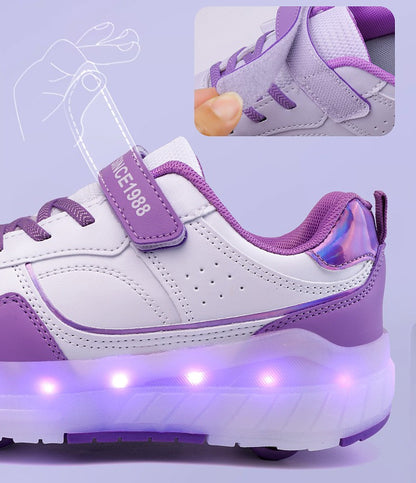 Luminous Roller Skate Shoes Wheels Removeable Sneakers Kids Roller Shoes USB Charge Light Up Sport Skate Board Shoes Boys Girls