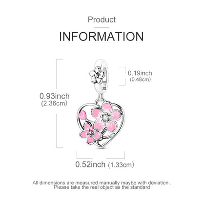 Pingente Charm Libélula Tema Primavera Prata Esterlina 925 Borboleta Flor Pendente Compatível com Bracelete Colar Joias DIY