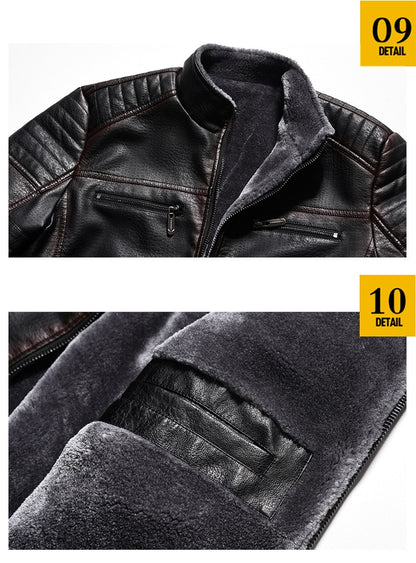 2024 Men Faux Leather Jacket High Quality Casual Zipper Fleece Warm Coats Winter Men Vintage Motorcycle Leather Jacket Men S-4Xl
