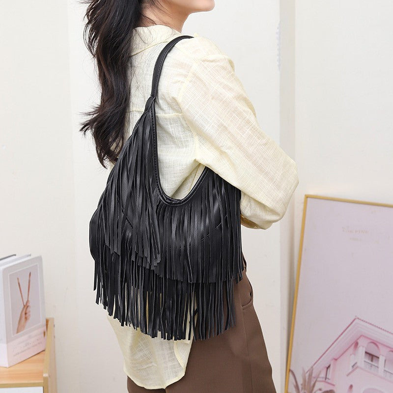 Long Tassels Women handbag Fashion Shoulder Bags for ladies hand bag Soft PU leather casual hobos armpit bag female Tote