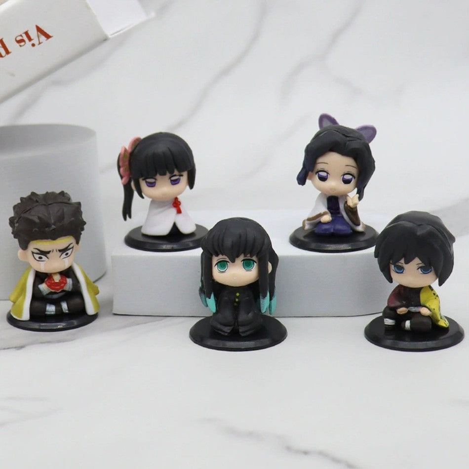 Q Posket Figure Atacado Demon Slayer Mini Estatueta 5Pcs 10Pcs 12Pcs 15Pcs Conjuntos Kimetsu No Yaiba Pequenas Bonecas de PVC Decoração de Mesa