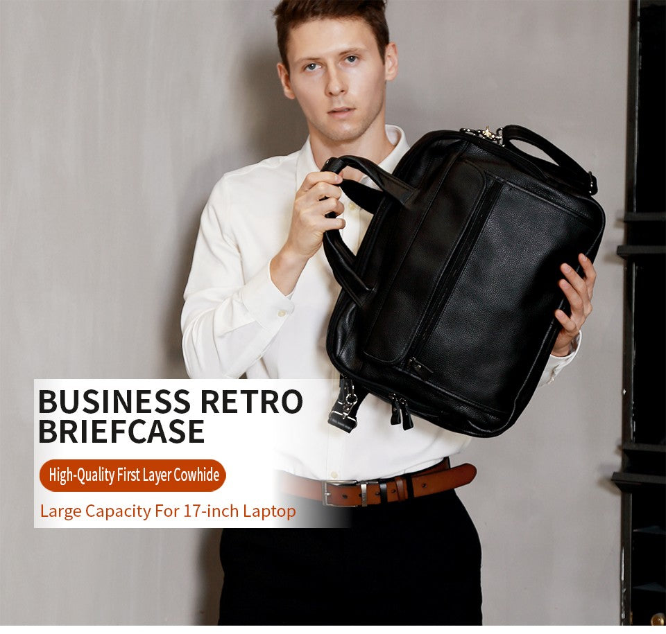 JOYIR Men Briefcases Genuine Leather Handbag 15.6"Laptop Messenger Shoulder Bag for Documents Men's Bag Business Totes 2022