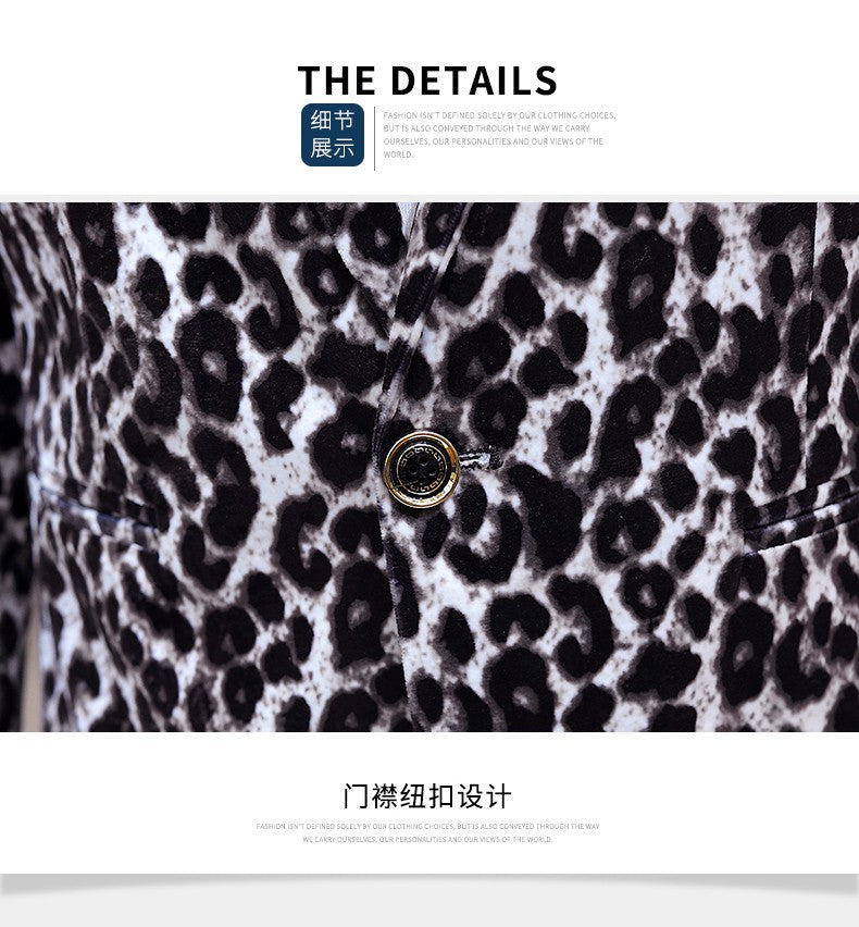 Blazer New Men's Fashion Business Gentleman Wedding British Style Banquet Leopard Print Luxe Handsome Outdoor Casual Blazer