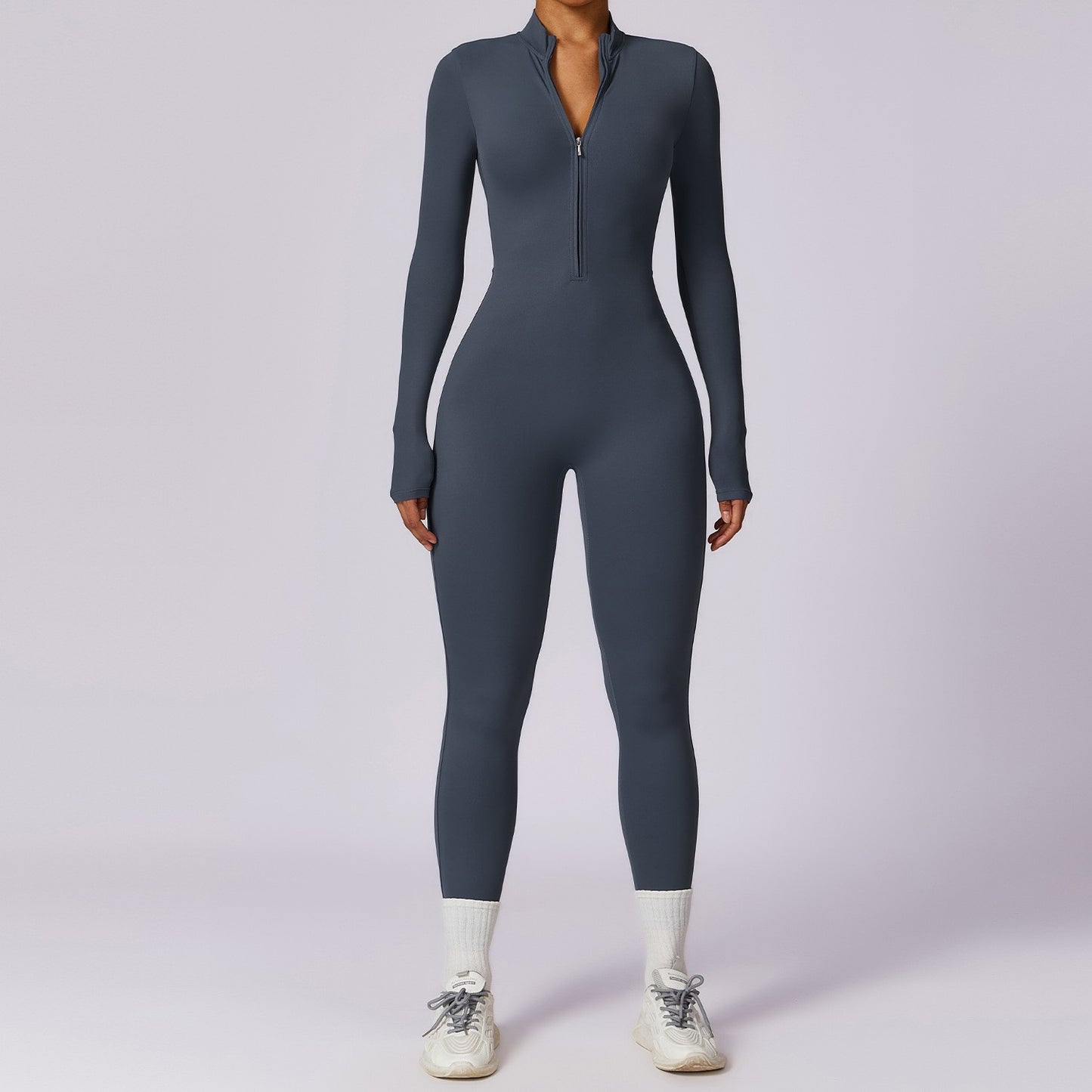 Women Yoga Jumpsuit Fitness Sports Suit Zipper Elastic One-Piece Bodysuits Gym Long Sleeve Gym Runing Push Up Workout Sportwear