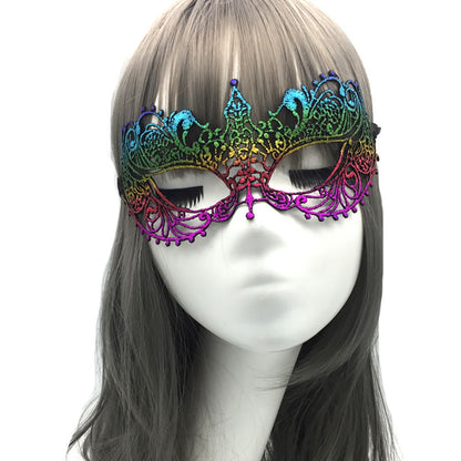 Women Sexy Hollow Lace Masquerade Gold Black Face Mask Princess Party Cosplay Prom Props Costume Nightclub Queen Eye Mask Exotic