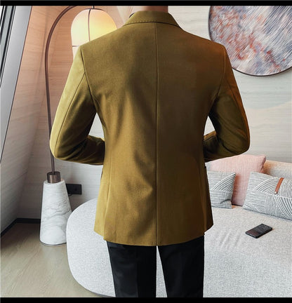 Blazer Jackets Men's Clothing High Quality Autumn Winter Thick Warm Mens Jackets And Coats Business Formal Wear Slim Fit Blazers