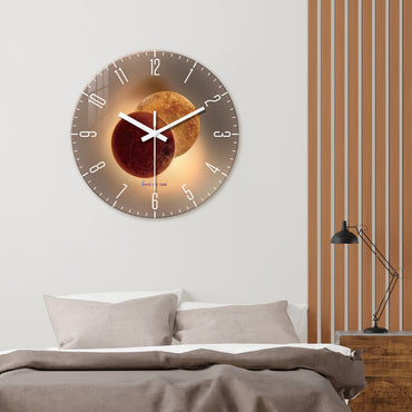 Light Luxury Shadow Pattern Tempered Glass Wall Clock for Living Room, Bedroom, Kitchen, Home Decoration, Silent Quartz Clock, Holiday Gift, 12 Inches, 14 Inches 16inch (Battery Not Included)
