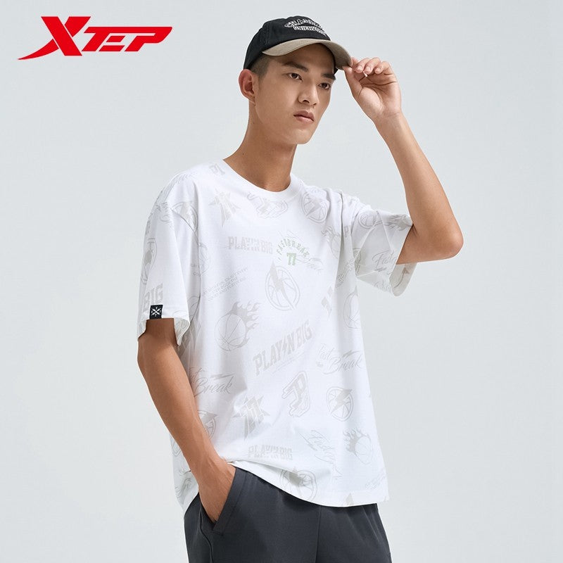 Xtep Short Sleeve Knitted Shirt For Men 2024 Summer Everyday Men's T-shirt Breathable Fashion Soft Outdoor Tops 976229010263