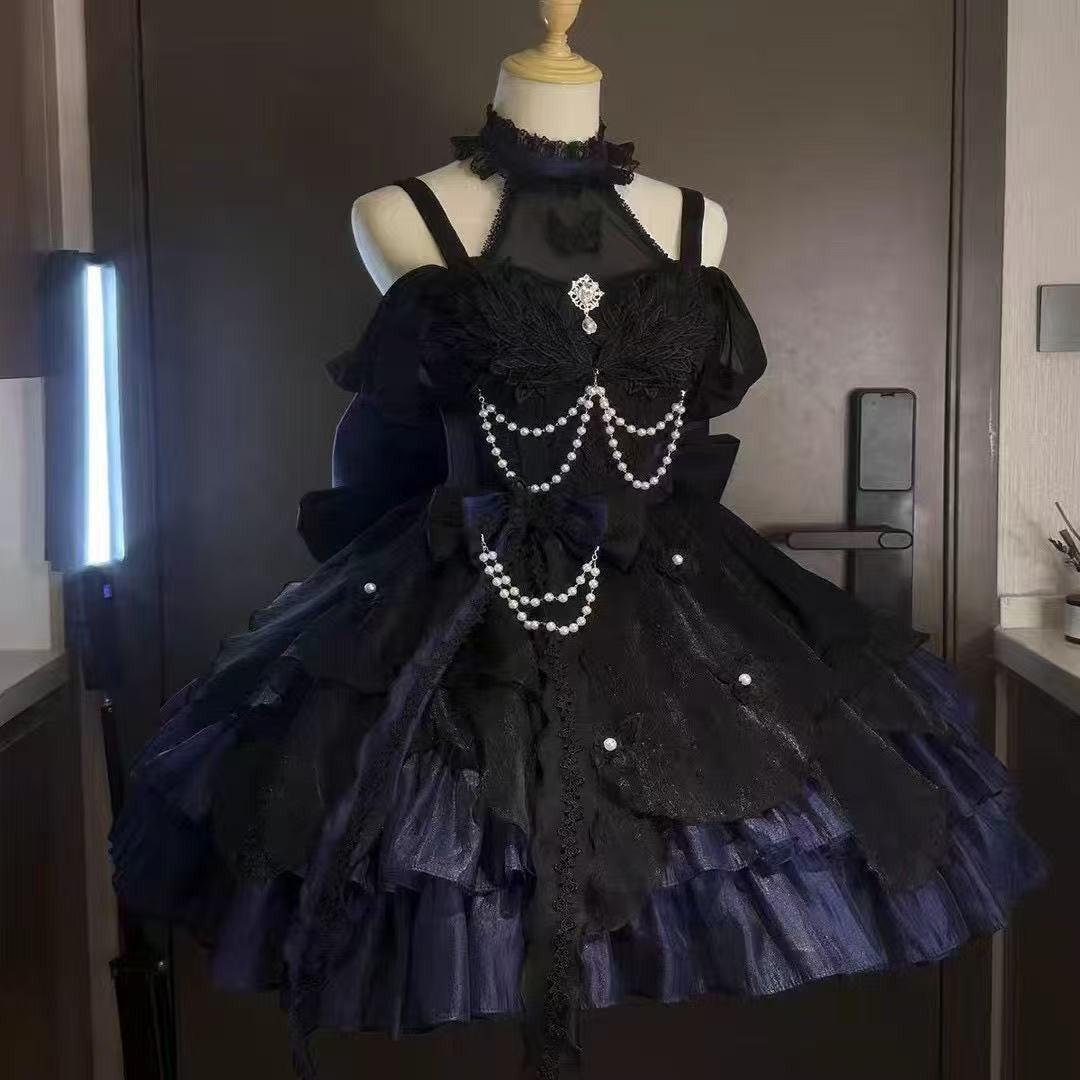 Gothic Y2k Sling Dress Women Harajuku Retro Tulle Ruffles Trim Christmas Party Outfit Grunge Aesthetic Sleeveless Elegant Wear
