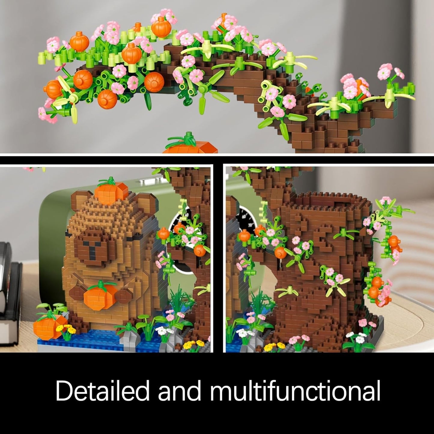 Porta Canetas Capivara de Blocos de Montar Organizador de Mesa Multifuncional para Material de Escritório Cosméticos Presente de Aniversário Decoração de Mesa