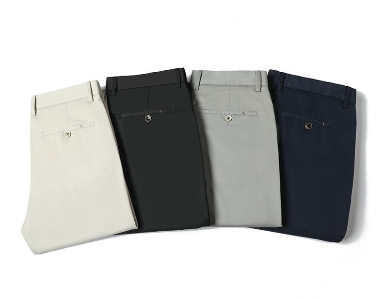 2023 Primavera Novas Calças Casuais Masculinas de Fibra de Bambu Estilo Clássico Negócios Moda Calças Cáqui Elásticas de Algodão Roupa Masculina de Marca
