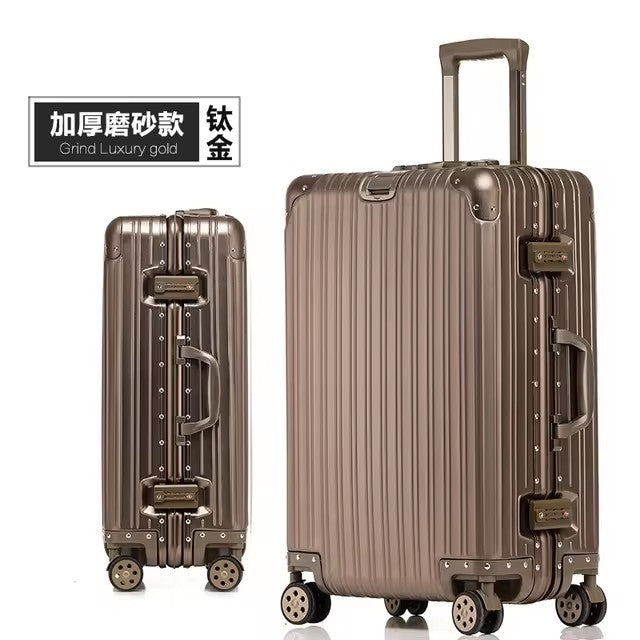 Mala de viagem giratória de alta qualidade 100% liga de alumínio-magnésio, tamanhos 20/24/26/29, marca Travel Suitcase