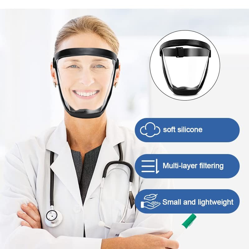 Protetor Facial Transparente Escudo Facial Super Protetor para Trabalho Roçagem Antipoeira Antiembaçante Máscara Facial Completa para Cozinha à Prova de Óleo