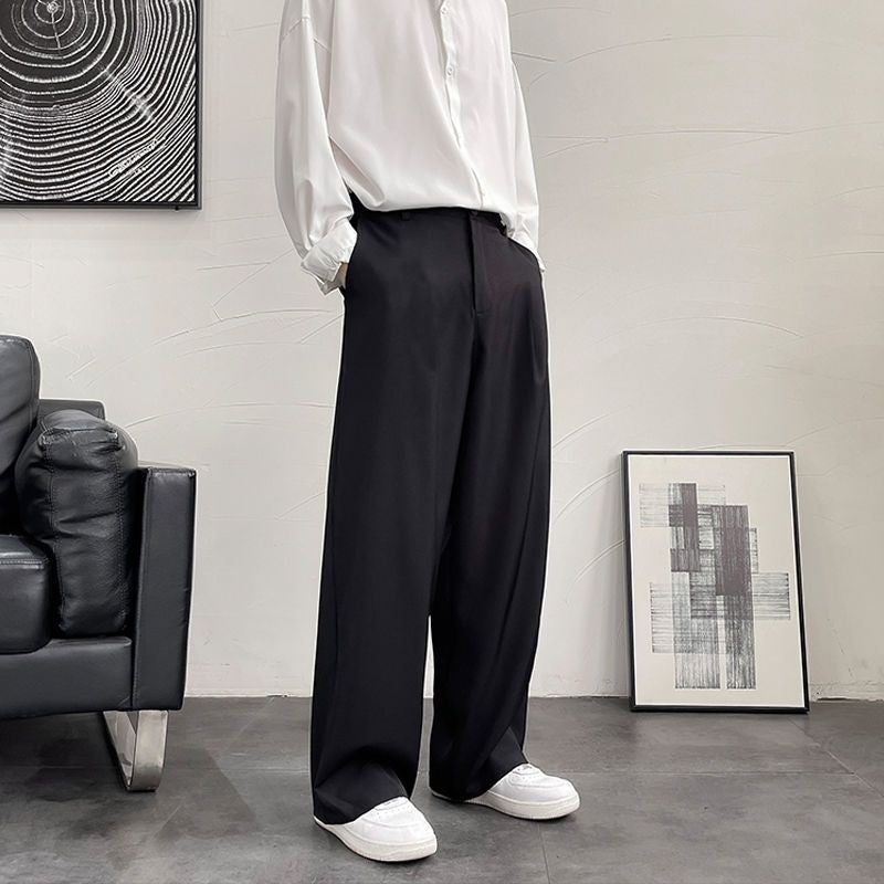 Trousers For Men Brown Fluid Draped Baggy Stylish Tailoring Summer 2025 Man Suits Pants Clothing Premium Thin Casual Up