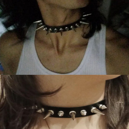 Gargantilha Punk com Spikes Longos, Coleira de Couro Sintético para Mulheres e Homens, Gargantilha com Tachas Grandes e Rebites Estilo Gótico, Acessórios de Colar 2025