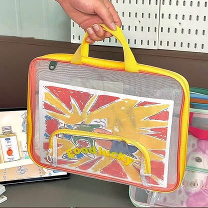 1 handheld file storage bag - 3-layer large capacity for organizers, durable file holders, school, office, home organizations -