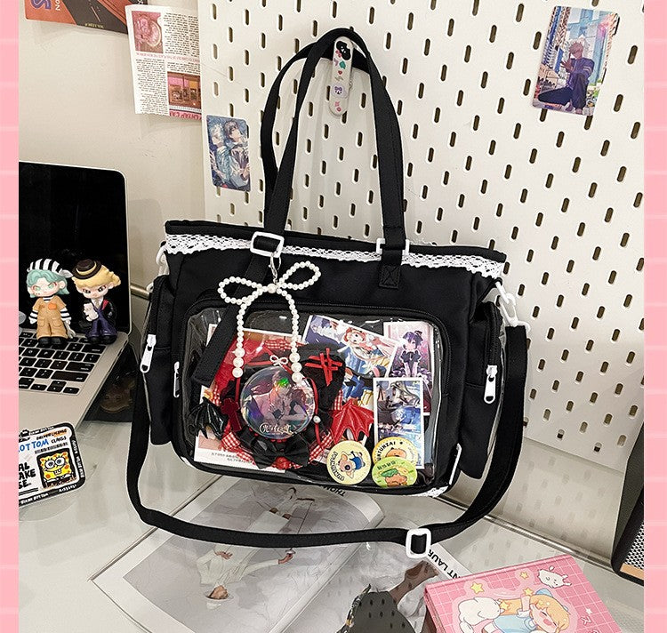 New Japanese Style Transparent Crossbody Bag Cute Candy Color Commuting Shoulder Bag for Girls Simple and Casual Texture Ita Bag