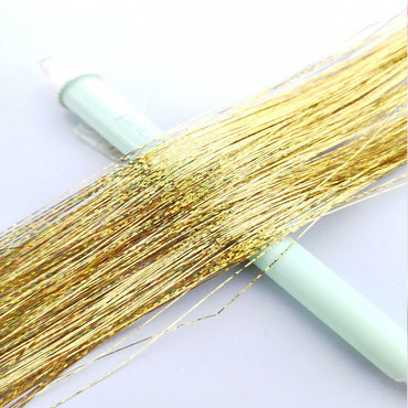 93/120cm Sparkle Synthetic Hair Extensions Tinsel Rainbow Colored Strands Girls Headwear Hairbinge Hair Laser False  Decor
