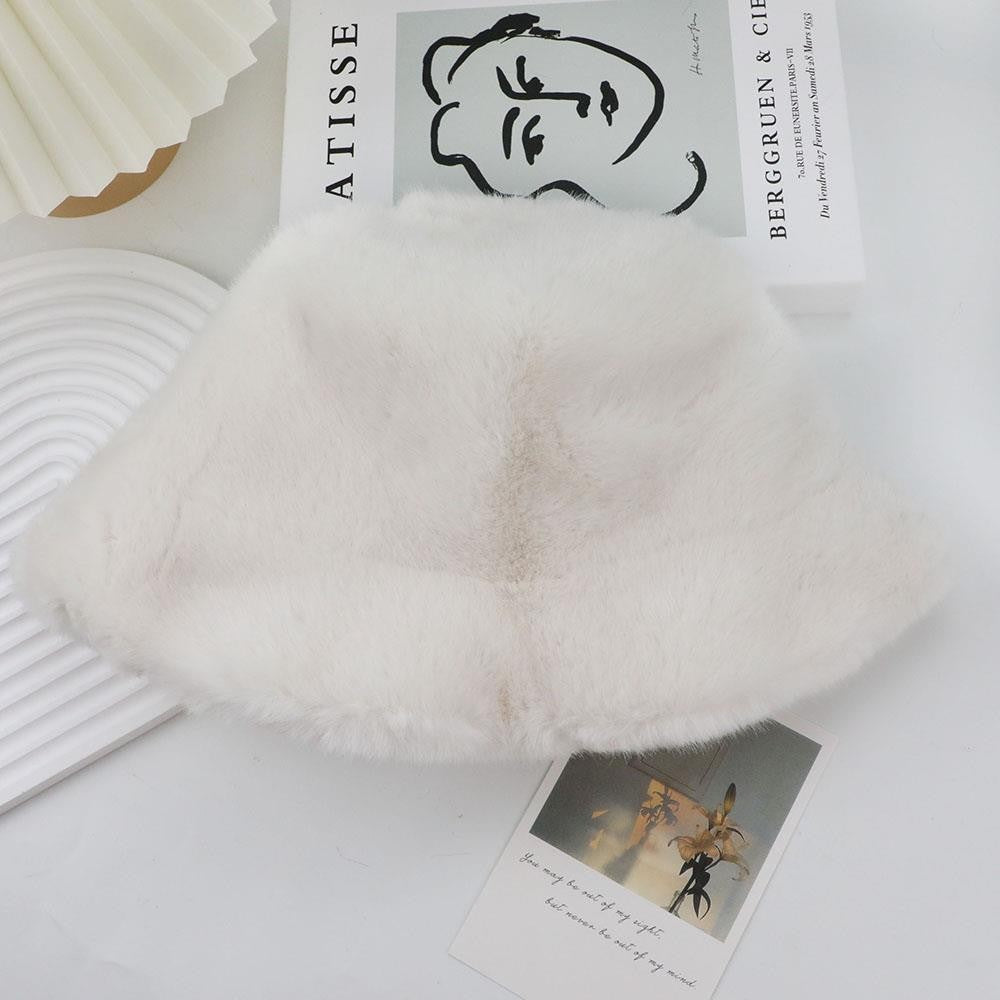 Hot Sale Fluffy Faux Fur Bucket Hats Women Warm Thick Plush Winter Hat Lady Fashion Fisherman Cap Korean Furry Bucket Hat Y2k