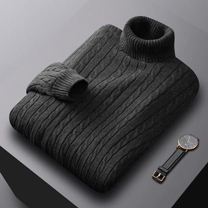 New Men's Turtleneck Sweater Solid Color High Neck Pullover Knitted Sweaters Casual Elastic Sweatwear Mens Fall Winter