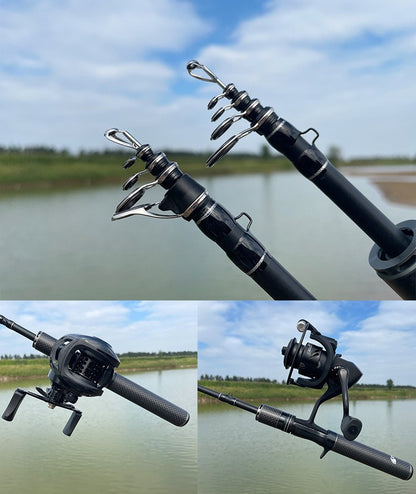 Vara de pesca curta portátil de micro haste de 28 cm, haste branca, com carretel de pesca telescópico ejetor, material de pesca