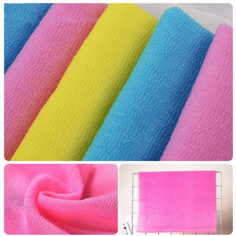 1 Esponja de Banho Japonesa, Toalha de Banho Estendida, Ferramenta de Beleza, Esfoliante de Pele, Esponja de Nylon para Polimento da Pele, Esfregão de Costas para o Corpo