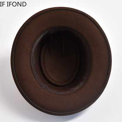 NEW Vintage Pork Pie Hat Mens Rolled Brim Felt Fedora Hat with Feather Gentleman Church Cap Trilby Jazz Hats