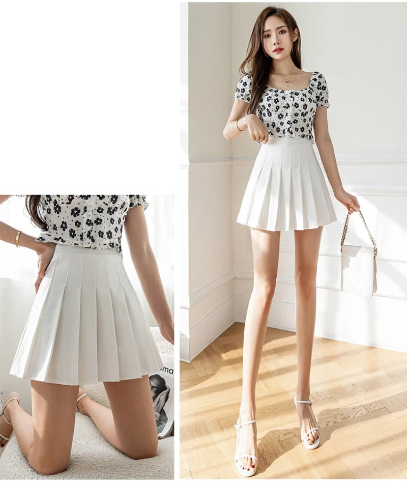 White Women Pleated Skirts Summer High Waist Zipper Girls Dancing JK Mini Skirts Black Fashion Student A Line Faldas 2024