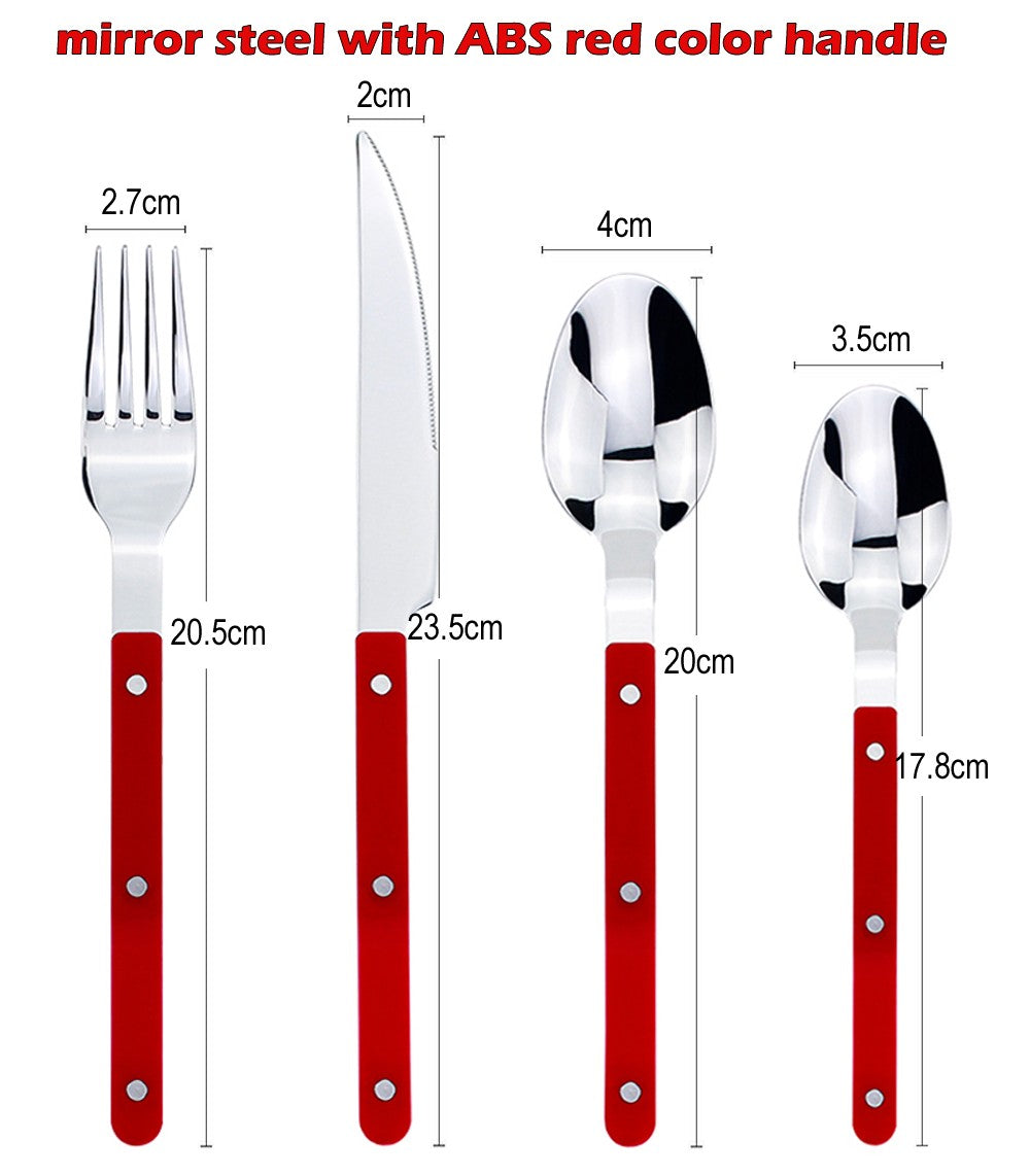 Conjuntos de Talheres de Design Moderno Espelhamento Superior Aço Inoxidável 18/8(304) Cabo ABS com Rebites Jogo de Talheres para Cozinha