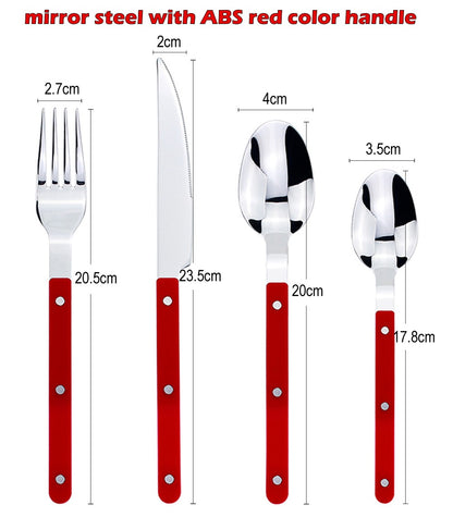 Conjuntos de Talheres de Design Moderno Espelhamento Superior Aço Inoxidável 18/8(304) Cabo ABS com Rebites Jogo de Talheres para Cozinha