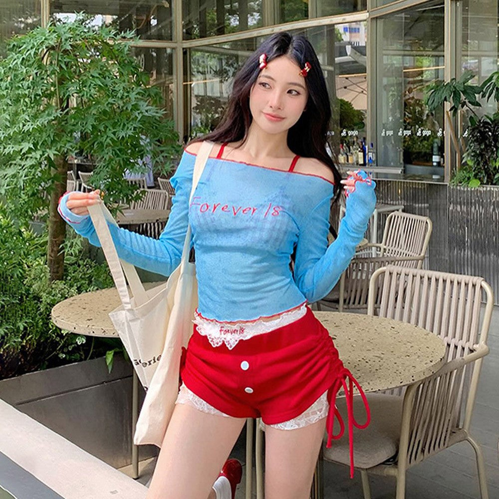 4Pcs/Set Summer Y2k Women's Swimsuit Dopamine Long Sleeve Bikini Set Hot Spring Swimming Sun-proof Crop Tops