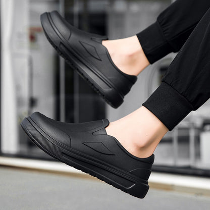 Men's Chef Shoes Anti Slip Oil Resistant Dirt Resistant Work Shoes Quick Drying Thick Soled Rain Shoes Large Size Breath Clogs